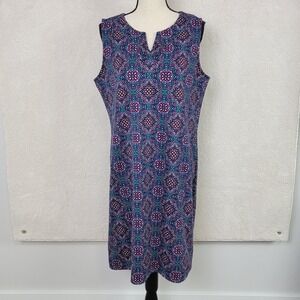 Talbots Women's L Purple Paisley Print V-Neck Sleeveless Midi Sheath Sun‎ Dress